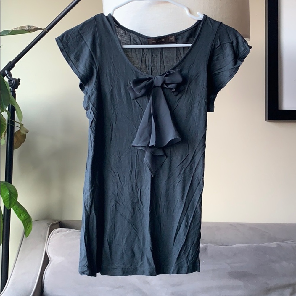 The Limited charcoal shirt with bow size XS